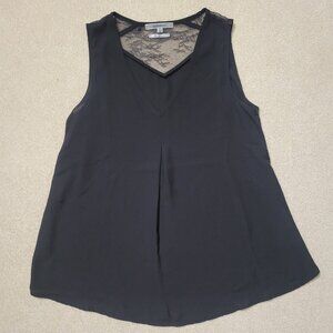 Basement Women's Black Lace Loose Tank Top Blouse, Size Small